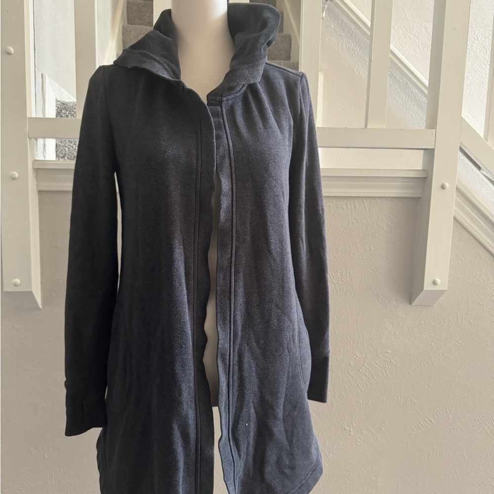 Athleta Gray Textured Hoodie Jacket